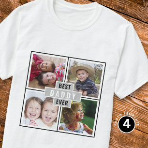 Bästa pappa någonsin 4 Foto Collage Personlig Papp T Shirt