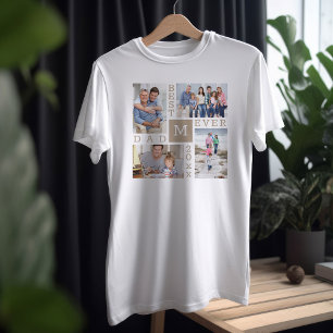 Bästa Pappa någonsin 4 Foto och år Beige White T Shirt
