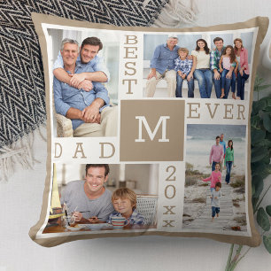 Bästa Pappa någonsin 4-fotokollage Beige White M Kudde