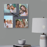 Bästa Pappa någonsin, 4 fotokollage Grått Fyrkantig Klocka<br><div class="desc">Modern fotoklocka i stil för bästa pappa någonsin i paletten neutralt färg till kostym. Designen är skriven med "best pappa ever [year]" i smalans typsnitt och du kan anpassa året och även redigera pappa till pappa eller pappa om det behövs. Fotomallen skapar automatiskt fotokollage med 4 av ditt favoritformat bilder,...</div>
