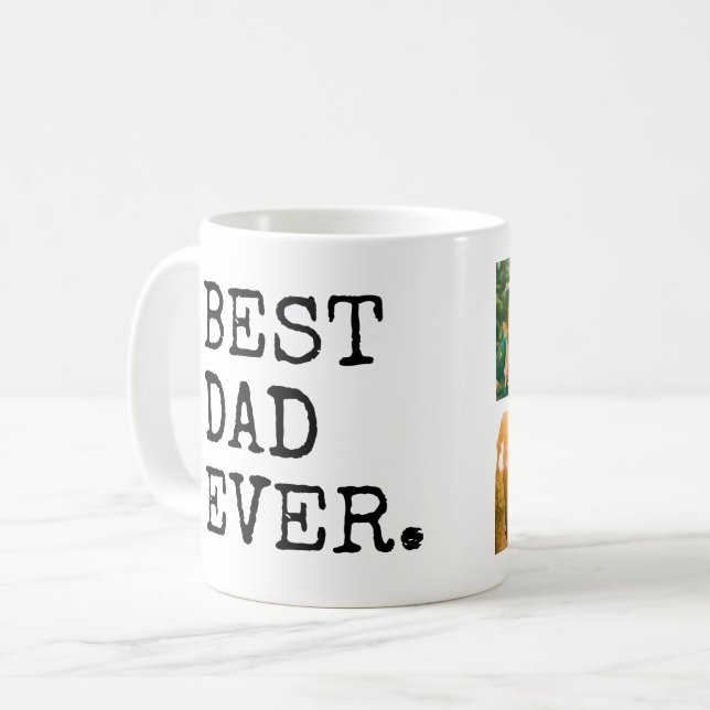 Bästa Pappa någonsin 4-fotokollage Kaffemugg (Framsida vänster)