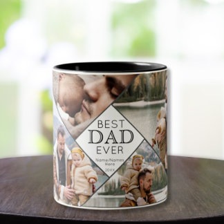 Bästa Pappa någonsin, 4 fotokollage Lägg till barn Två-Tonad Mugg