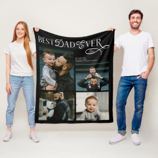 Bästa pappa någonsin 4 foton Moderna fadersdagspre Fleecefilt