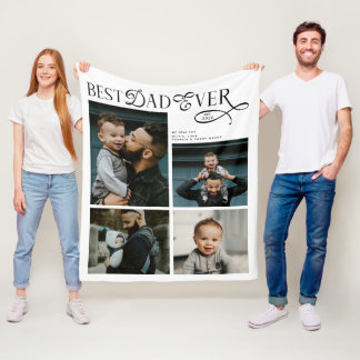 Bästa pappa någonsin 4 foton Moderna fadersdagspre Fleecefilt