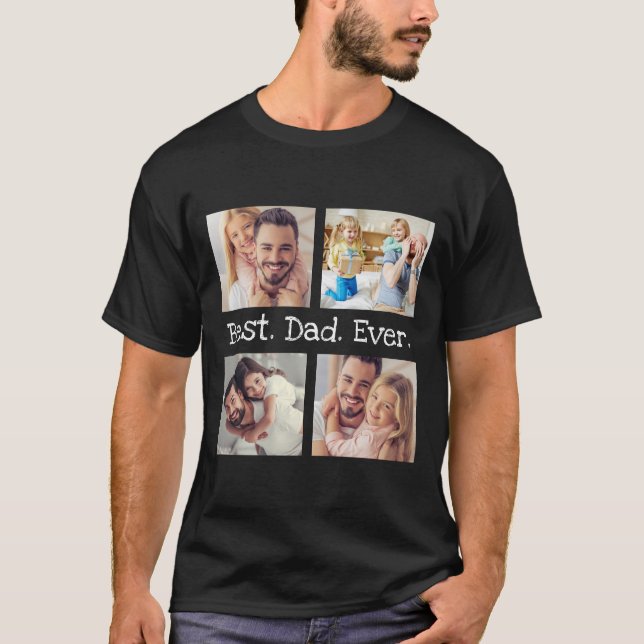 Bästa Pappa någonsin 4-Personlig för fotokollage-R T Shirt (Framsida)