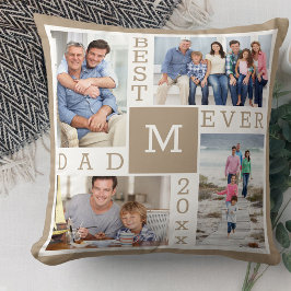 Bästa Pappa någonsin 4 Photo Collage Beige White M Kudde