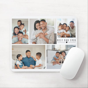 Bästa pappa någonsin   5 Foto Collage Grid Personl Musmatta
