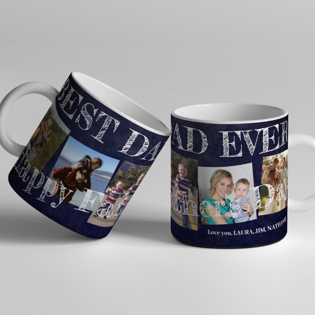 Bästa pappa någonsin, 5 fotokollage Fars dag Kaffemugg (Skapare uppladdad)