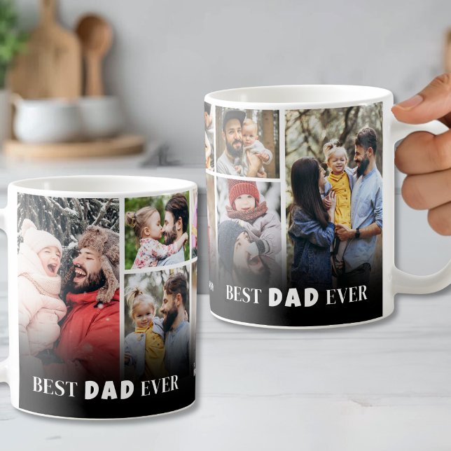 Bästa pappa någonsin 8 Foto Collage Fars dag Kaffemugg (Best Dad Ever 8 Photo Collage Fathers Day Coffee Mug)