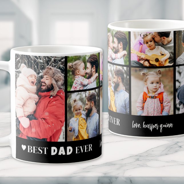 Bästa pappa någonsin 8 Foto Collage Fars dag Kaffemugg (Best Dad Ever 8 Photo Collage Fathers Day Coffee Mug)