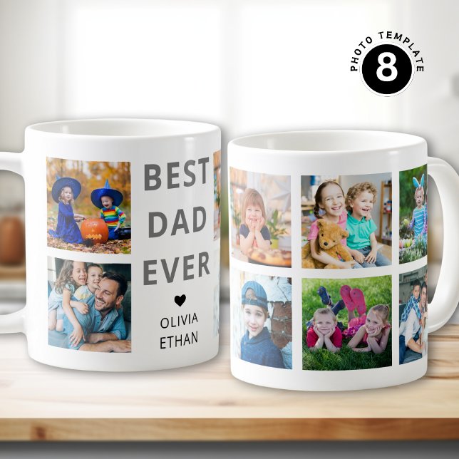 Bästa Pappa någonsin, 8 Personlig för fotosamling, Kaffemugg (Skapare uppladdad)