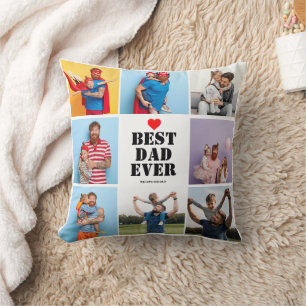 Bästa Pappa någonsin, 8 Photo Collage Fars dag Gif Kudde