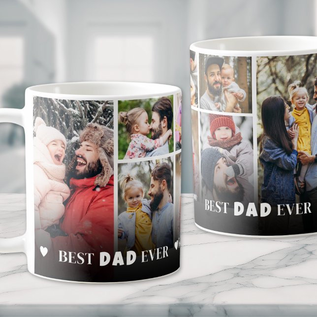 Bästa Pappa någonsin, 8 Photo Collage Fars dag Kaffemugg (Best Dad Ever 8 Photo Collage Fathers Day Coffee Mug)