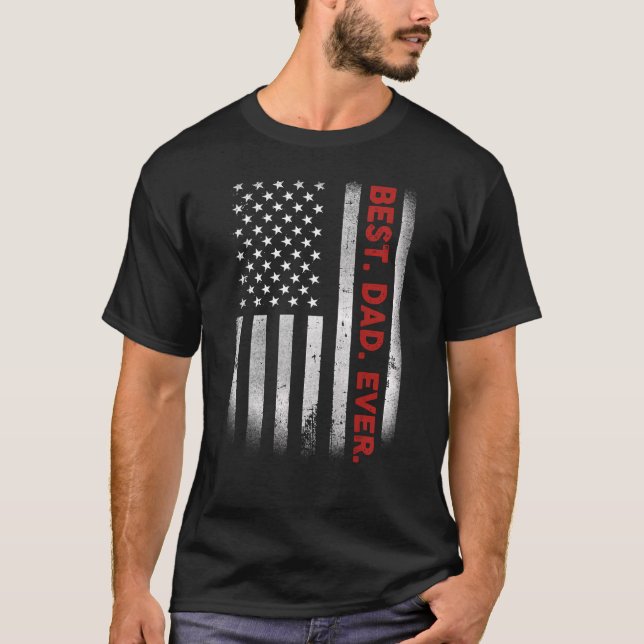 Bästa Pappa någonsin Amerikanska Flagga Fars dag 1 T Shirt (Framsida)