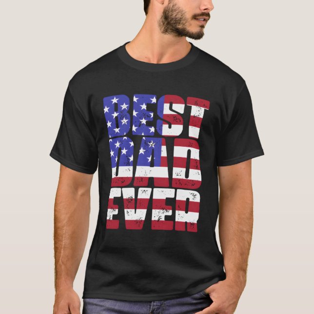 Bästa Pappa någonsin - Amerikanska Flagga Fatherâ€ T Shirt (Framsida)