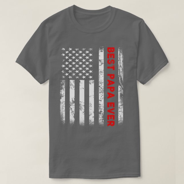 Bästa Pappa någonsin amerikanska Flagga för farfar T Shirt (Design framsida)