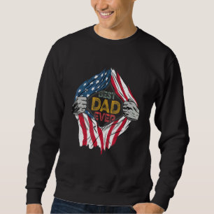 Bästa Pappa någonsin Amerikanska Flagga Hero Far T Lång Ärmad Tröja
