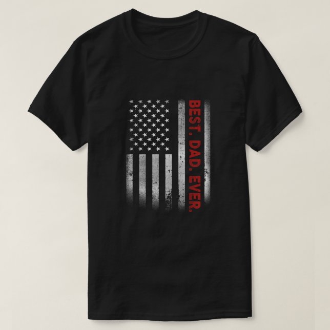 Bästa Pappa någonsin Amerikanska Flagga T Shirt (Design framsida)