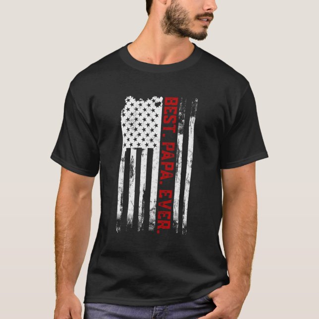 Bästa Pappa någonsin - Amerikanska USA flagga Fath T Shirt (Framsida)
