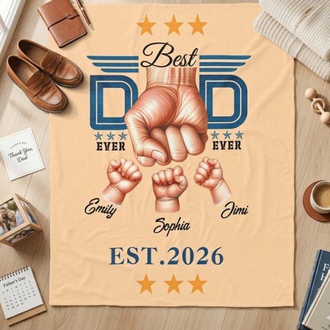 Bästa pappa någonsin | Anpassad fars dag 8 bilder Fleecefilt (Best Dad Ever | Custom Father’s Day 8 photos Fleece Blanket)