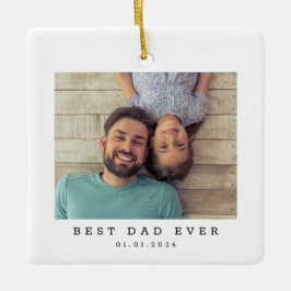 Bästa pappa någonsin Anpassad foto Enkel Julgransprydnad Keramik