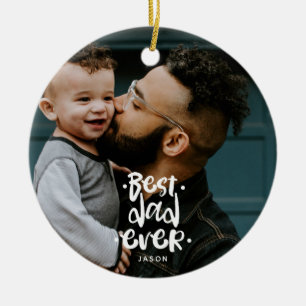 Bästa pappa någonsin Anpassad foto Fars dag presen Julgransprydnad Keramik