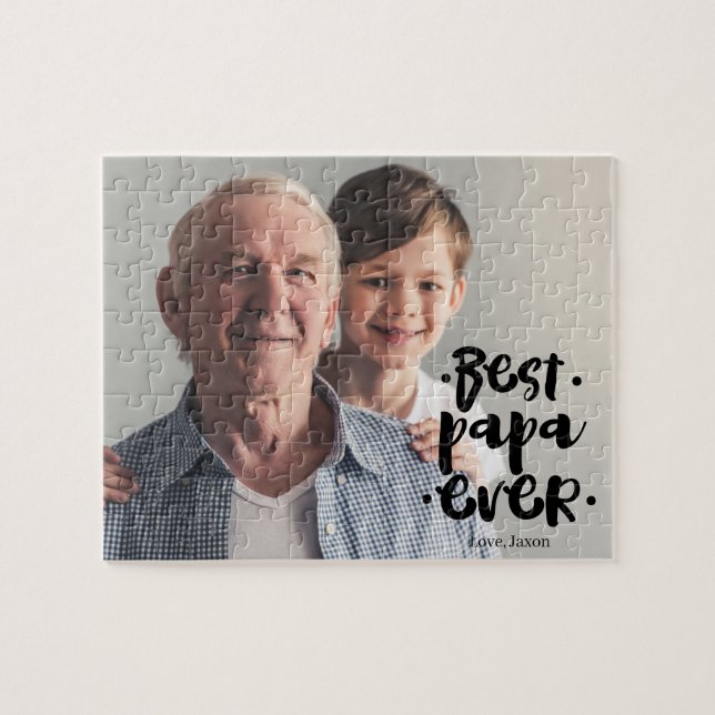 Bästa Pappa Någonsin Anpassad Fotogåva Från Barnba Pussel (Horisontell)