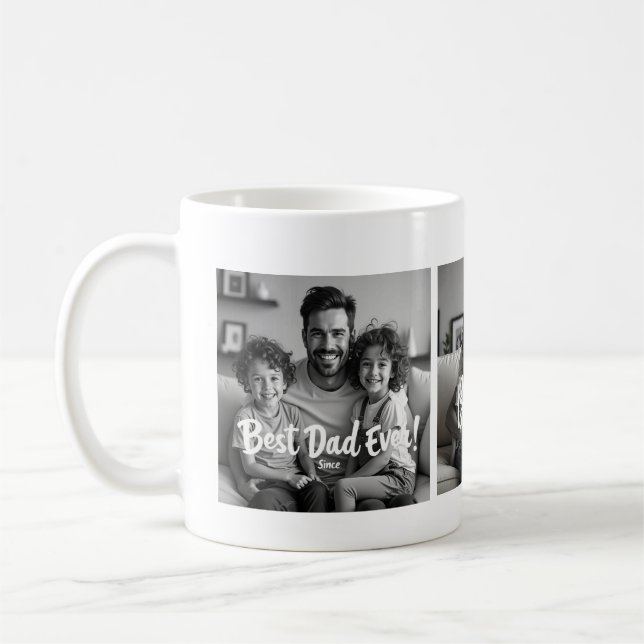 Bästa pappa någonsin – Anpassad fotomugg Kaffemugg (Vänster)