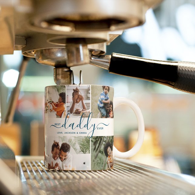 Bästa Pappa Någonsin Anpassad Text Foto Collage Pr Kaffemugg (Skapare uppladdad)