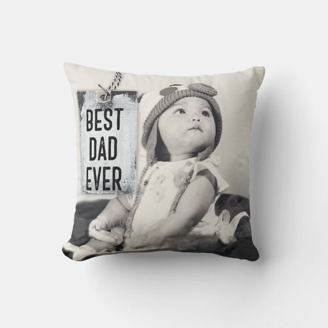 Bästa Pappa någonsin-Anpassningsbar-foto-Fars dag Kudde (Framsida)