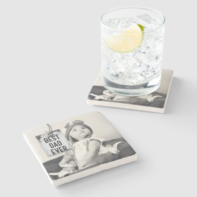 Bästa Pappa någonsin-Anpassningsbar-foto-Fars dag Stenunderlägg (Sidan)