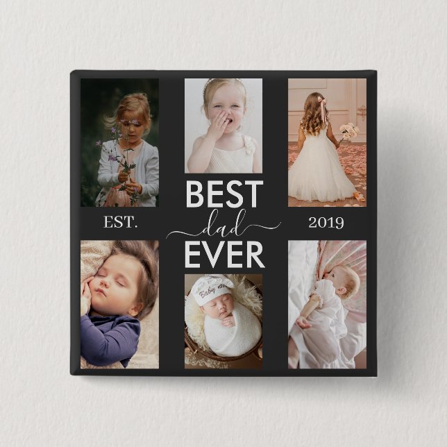 Bästa pappa någonsin Anpassningsbart år och bilder Knapp (Framsida)