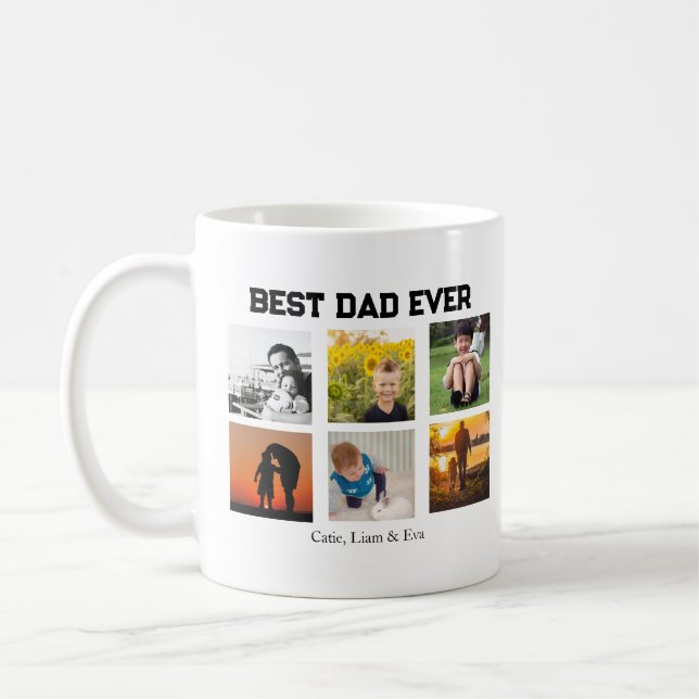 Bästa pappa någonsin Anpassningsbart namn och bild Kaffemugg (Vänster)