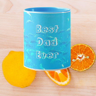 Bästa Pappa någonsin - Aqua Blue School of Fish i  Mugg