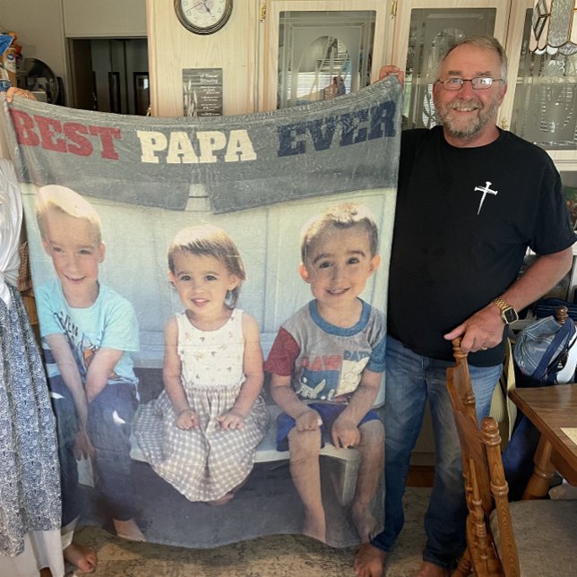 Bästa Pappa någonsin Barnbarn Photo Fars dag Fleecefilt (My husband loves his custom grandkids photo fleece blanket!)