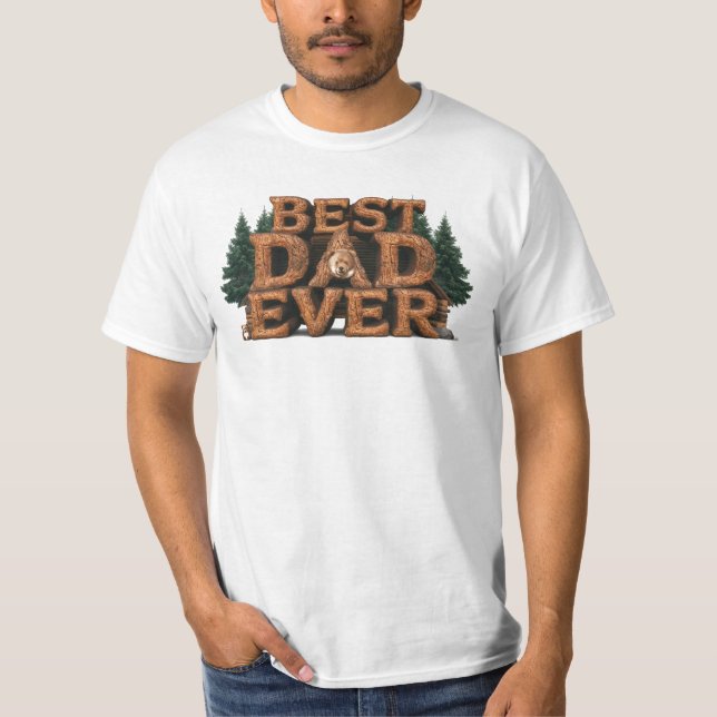 *~* BÄSTA PAPPA NÅGONSIN BEARS Fars dag Rustic AP8 T Shirt (Framsida)