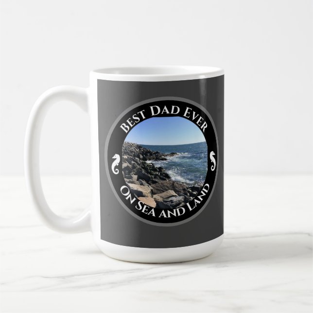 Bästa Pappa någonsin - blå atlantisk havsyta Kaffemugg (Vänster)