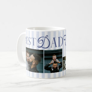 Bästa pappa någonsin Blå ränder 3 bilder Hjärtpres Kaffemugg