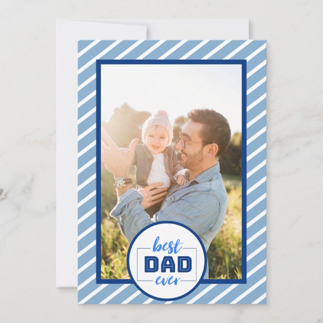 Bästa pappa någonsin Blå randig foto fars dag (Framsida)