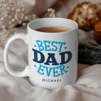 Bästa pappa någonsin Blå retrotypografi Personlig Kaffemugg