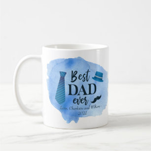 Bästa PAPPA någonsin, blå vattenfärg Tie Hat Fars Kaffemugg
