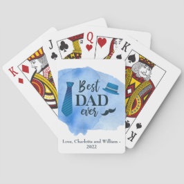 Bästa Pappa någonsin Blå Vattenfärgsskjorta Hatt F Casinokort