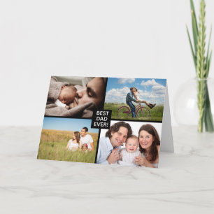 Bästa Pappa någonsin Black Fars dag 4-fotokollage Kort