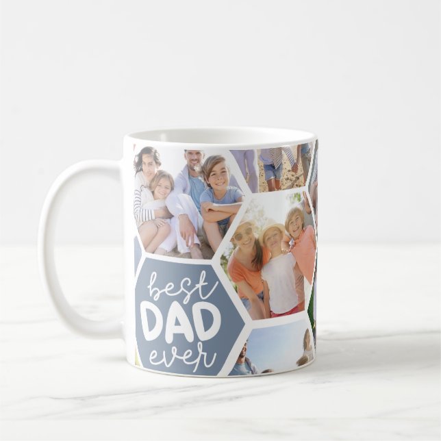 Bästa Pappa någonsin | Blåhexagonfoto Kaffemugg (Vänster)