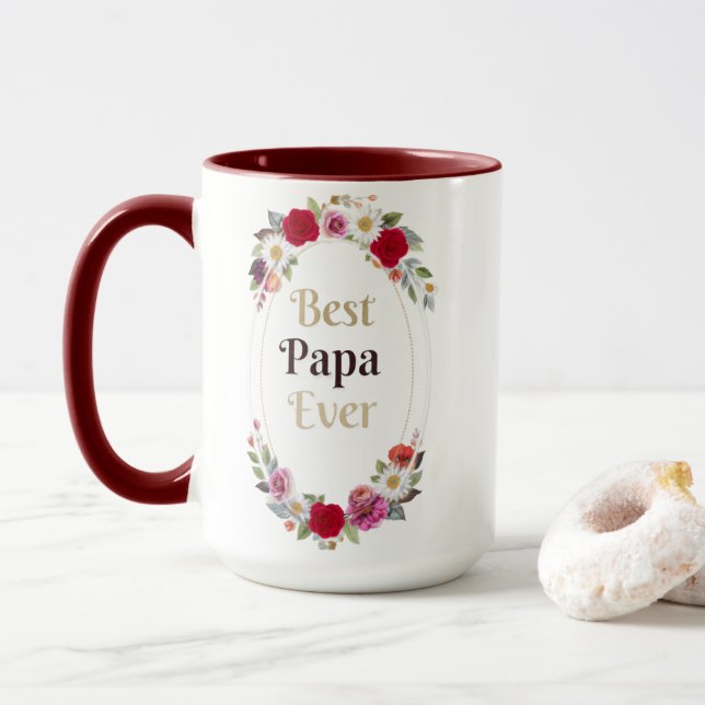 Bästa Pappa Någonsin Blommig Kaffemugg - Söt Fars  (Med munk)