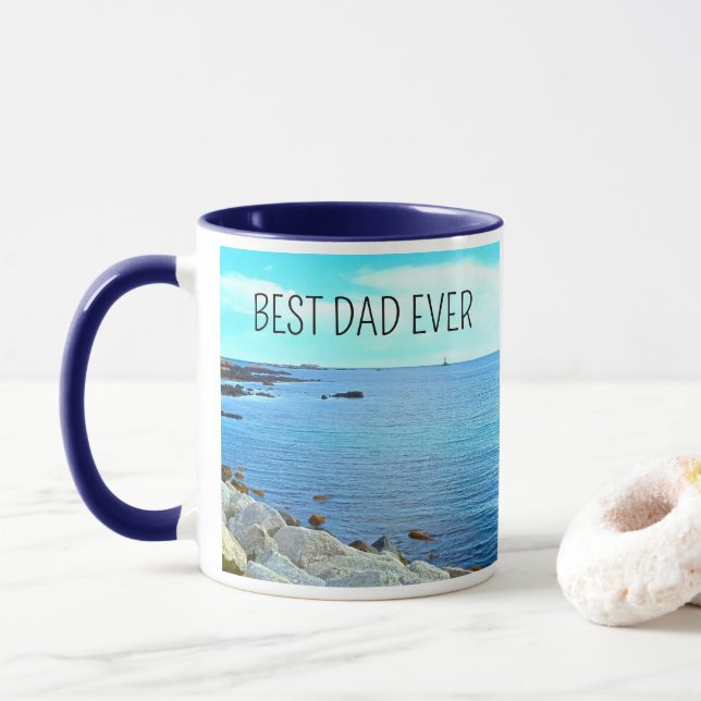 Bästa Pappa någonsin Blue Ocean Photo Azure Himmel Mugg (Med munk)
