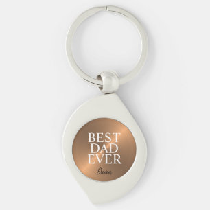 Bästa Pappa någonsin Bronze Metallic Personlig Swirl Silverfärgad Nyckelring