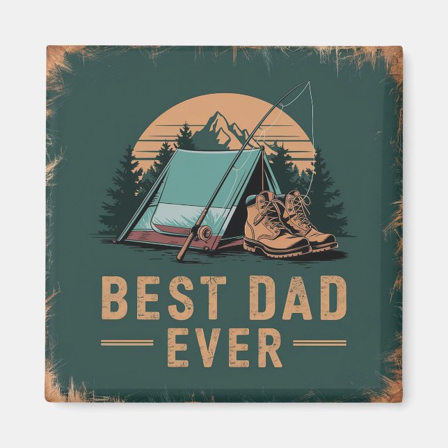 Bästa Pappa Någonsin Camping Design  Magnet (Framsidan)