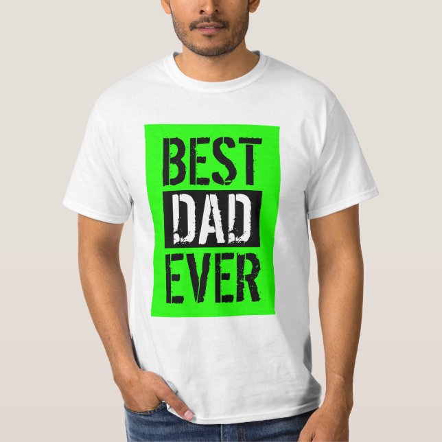 Bästa pappa någonsin Cool grön svart fadersdagspre T Shirt (Framsida)