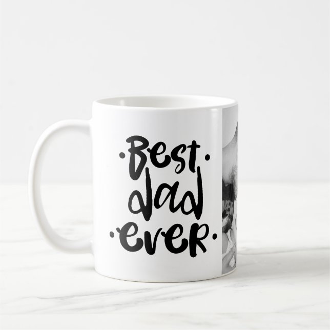 Bästa pappa någonsin Cool svart text Foto Fars dag Kaffemugg (Vänster)